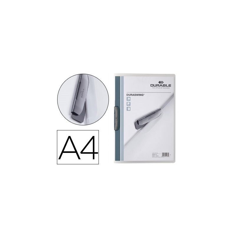 Carpeta durable duraswing dossier pinza lateral giratoria polipropileno din a4 grafito 30 hojas