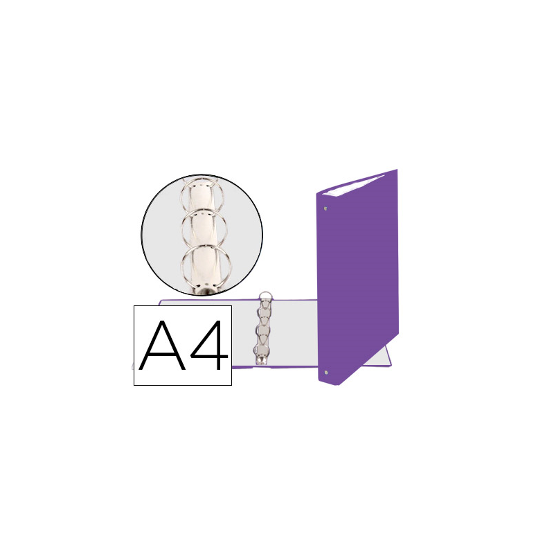 Carpeta de 4 anillas 30mm redondas exacompta din a4 carton forrado morado
