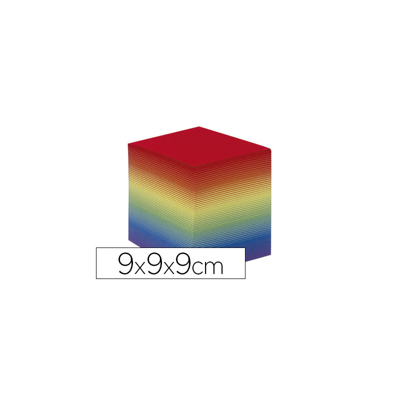 Taco papel quo vadis encolado colores arco iris 680 hojas 100% reciclado 90x90x90 mm 90 gr