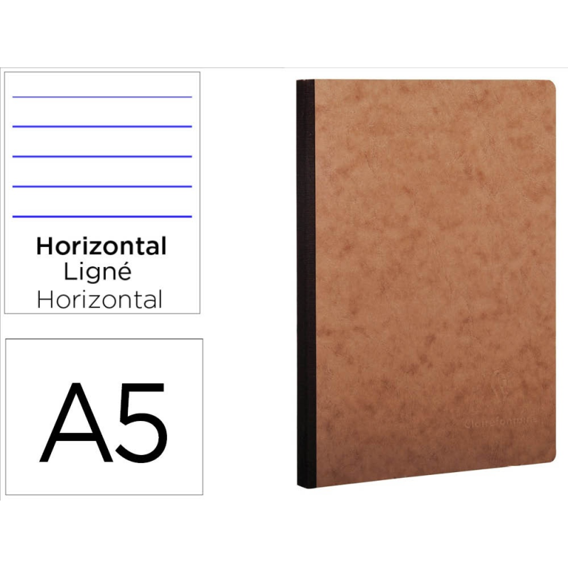 Libreta age-bag tapa cartulina lomo cosido rayado horizontal 96 hojas color havana 148x210 mm