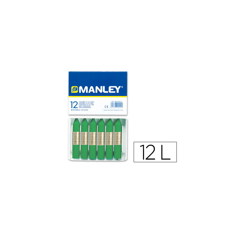 Lapices cera manley unicolor verde primavera n.25 caja de 12 unidades
