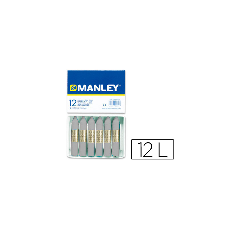 Lapices cera manley unicolor gris n.72 caja de 12 unidades