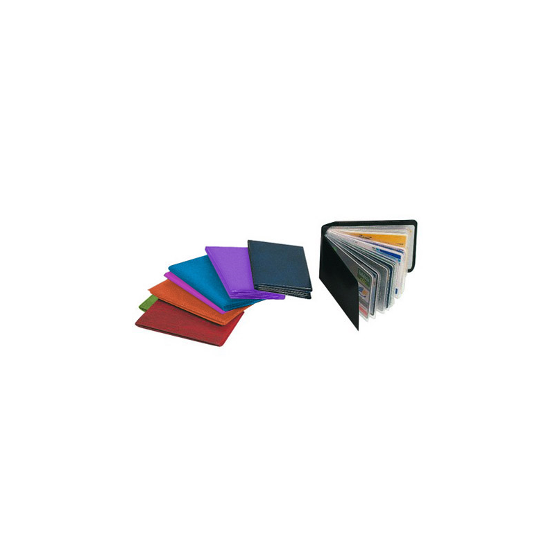 Portatarjetas de credito pvc base opaca capacidad 10 tarjetas expositor de 30 unidades colores surtidos