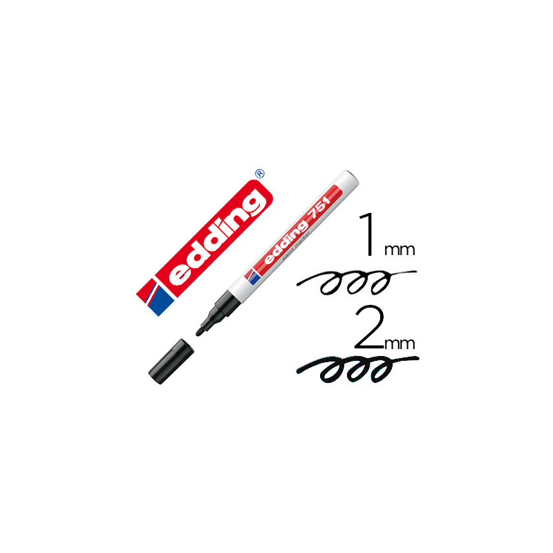 Rotulador edding punta fibra 751 negro punta redonda 1-2 mm