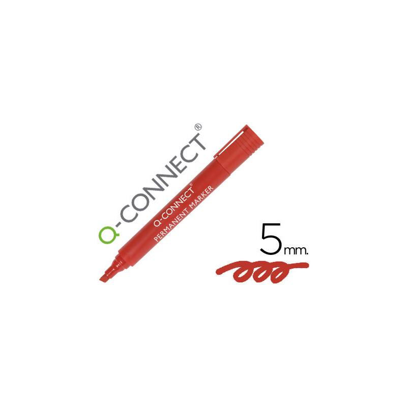 Rotulador q-connect marcador permanente rojo punta biselada 5 mm