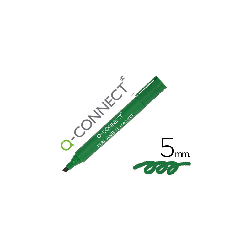 Rotulador q-connect marcador permanente verde punta biselada 5 mm