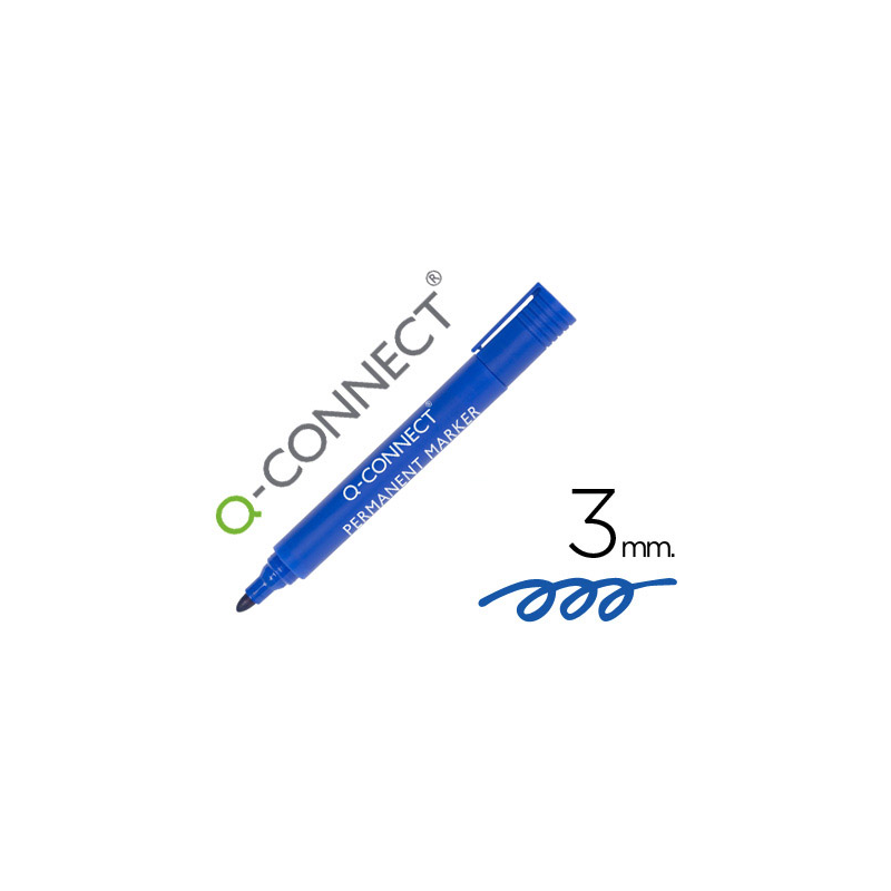 Rotulador q-connect marcador permanente azul punta redonda 3 mm
