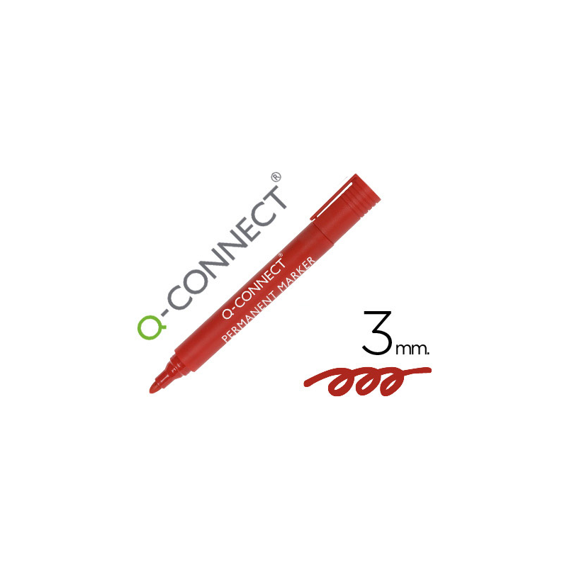 Rotulador q-connect marcador permanente rojo punta redonda 3 mm