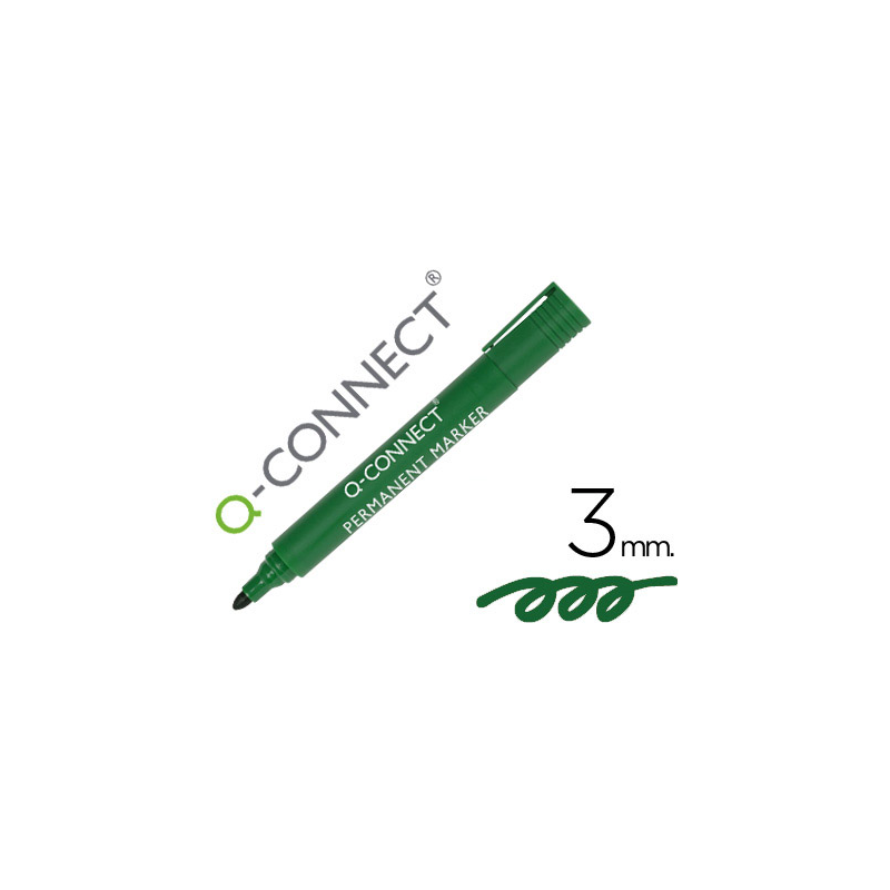 Rotulador q-connect marcador permanente verde punta redonda 3 mm
