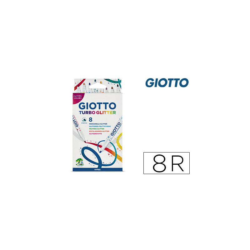 Rotulador giotto turbo glitter purpurina caja de 8 unidades