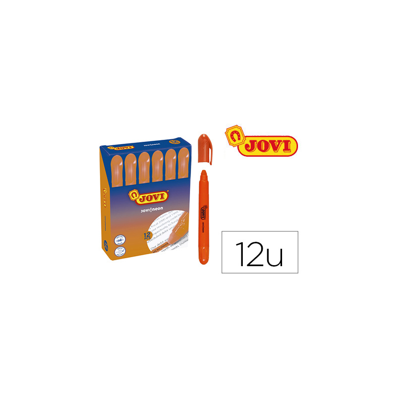 Marcador de cera gel jovi fluorescente naranja caja de 12 unidades