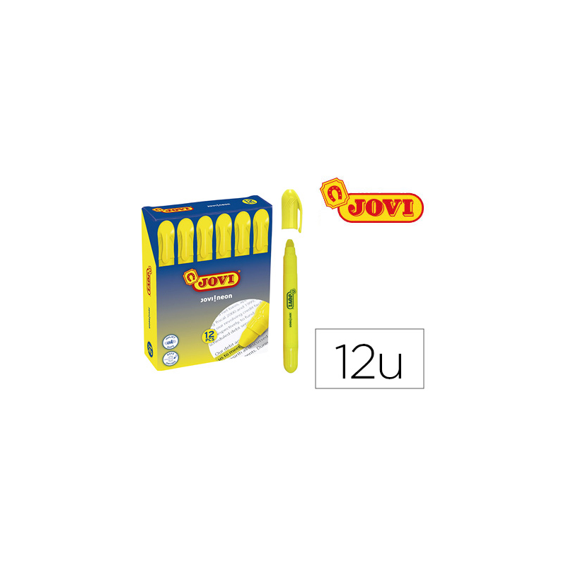 Marcador de cera gel jovi fluorescente amarillo caja de 12 unidades