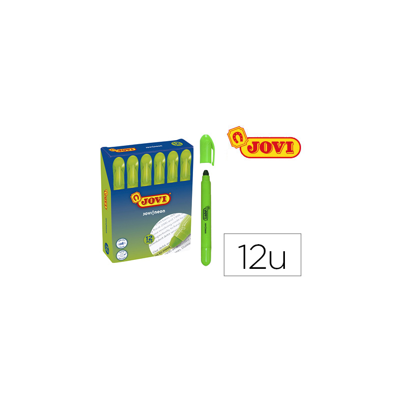Marcador de cera gel jovi fluorescente verde caja de 12 unidades