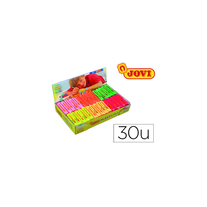 Plastilina jovi 70f tamaño pequeño caja de 30 unidades colores fluorescentes surtidos