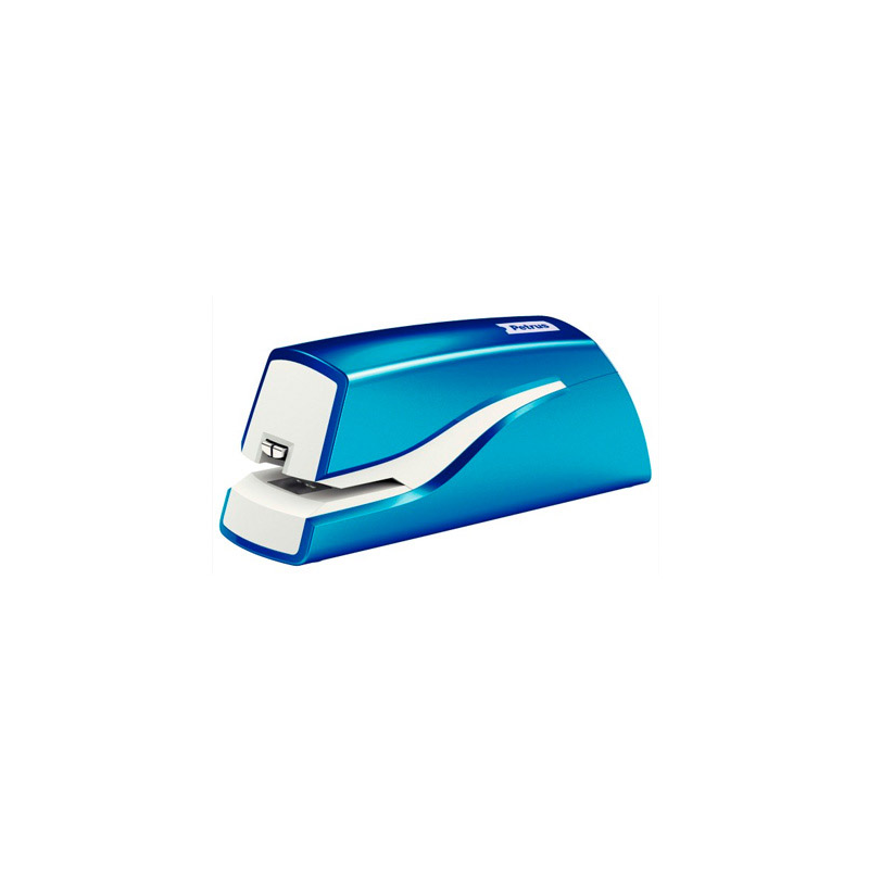 Grapadora petrus electrica e-310 wow azul metalizado capacidad 12 hojas usa grapa nº 10