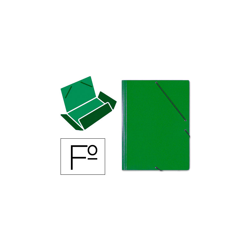Carpeta saro gomas tres solapas carton folio color verde