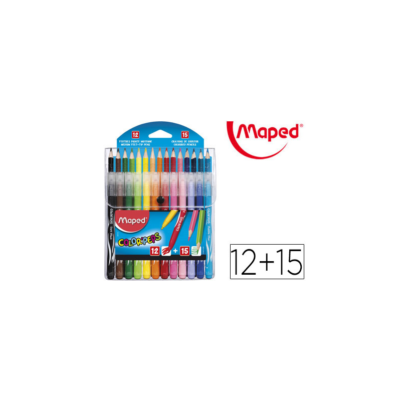 Pack combo maped color peps 12 rotuladores + 15 lapices de colores