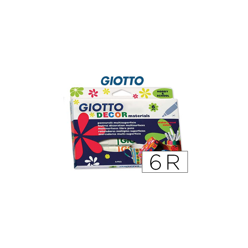 Rotulador giotto decor materials caja de 6 colores surtidos