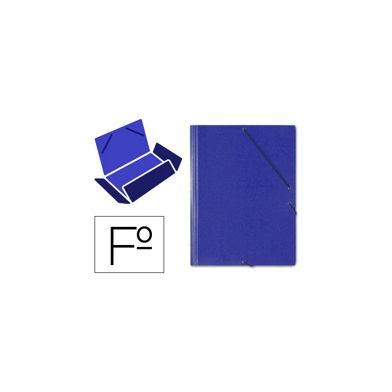 Carpeta saro gomas tres solapas carton folio color azul