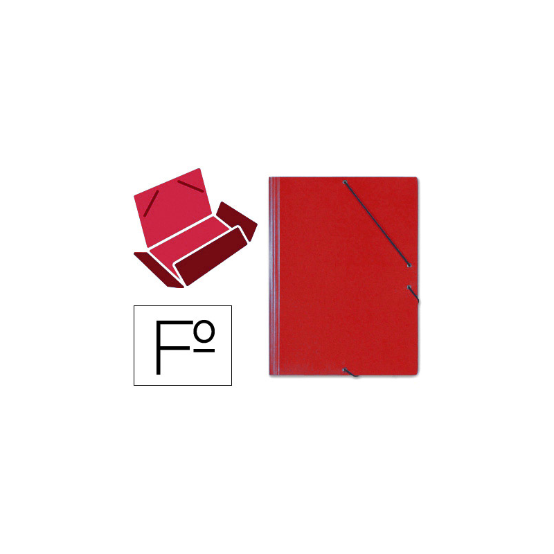 Carpeta saro gomas tres solapas carton folio color rojo