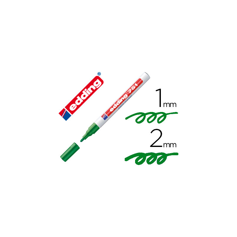 Rotulador edding punta fibra 751 verde punta redonda 1-2 mm