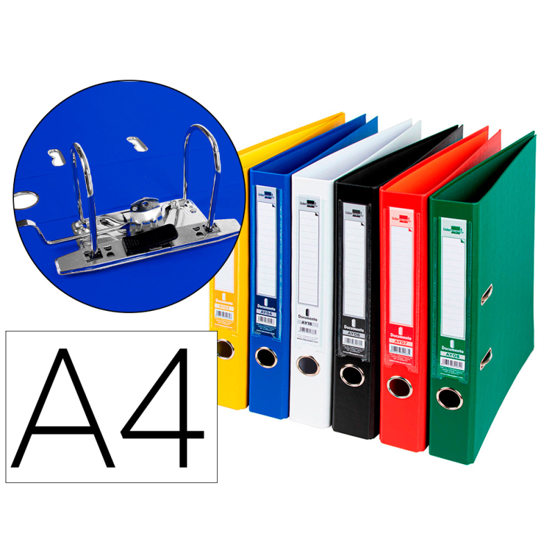 Archivador de palanca liderpapel a4 documenta forrado pvc con rado lomo 75 mm colores surtidos classic