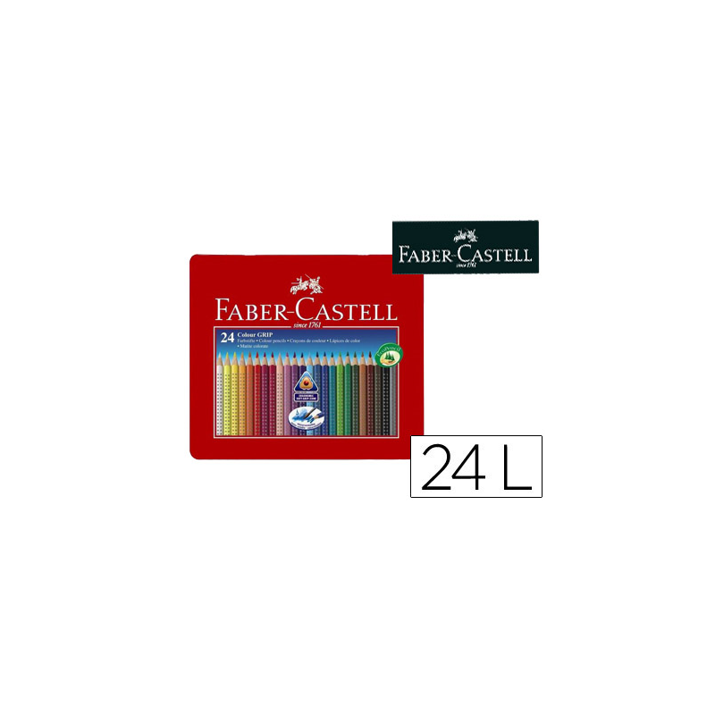 Lapices de colores faber castell acuarelable colour grip triangular caja metalica de 24 colores surtidos