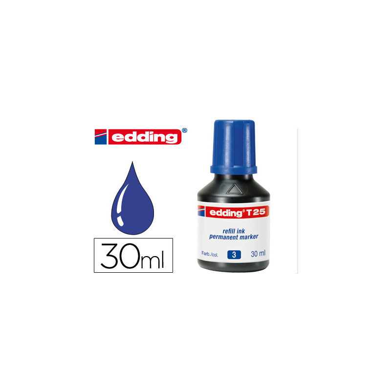 Tinta rotulador edding t-25 azul bote 30 ml
