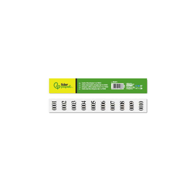 Tira de rifa liderpapel sencilla 1 al 1000