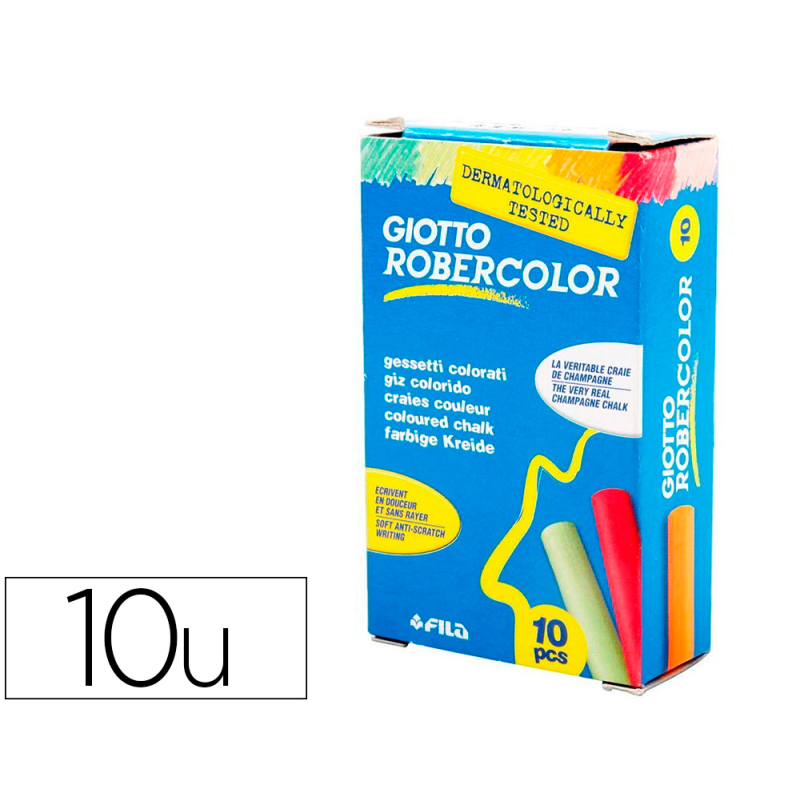 Tiza color antipolvo robercolor caja de 10 unidades