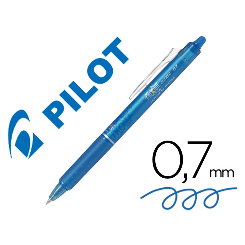 Boligrafo pilot frixion clicker borrable 0,7 mm color azul claro