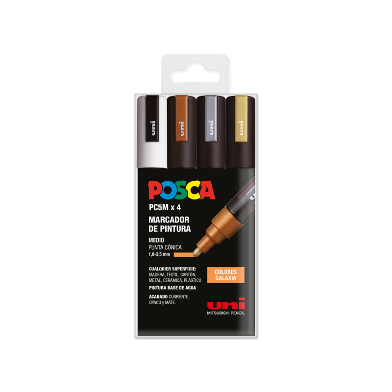 Rotulador uni posca pc-5m/4c estuche de 4 unidades colores galaxia surtidos