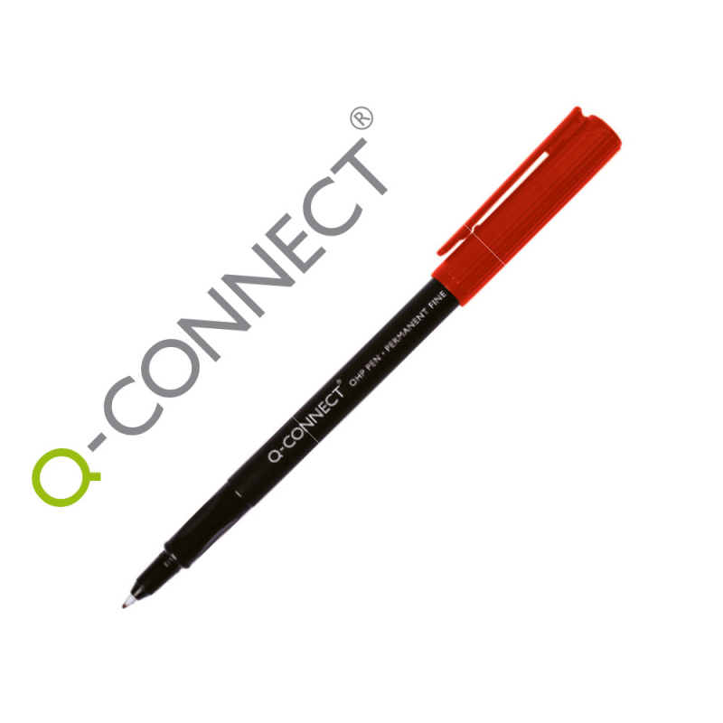 Rotulador q-connect retroproyeccion punta fibra super fina redonda 0.5 mm permanente rojo