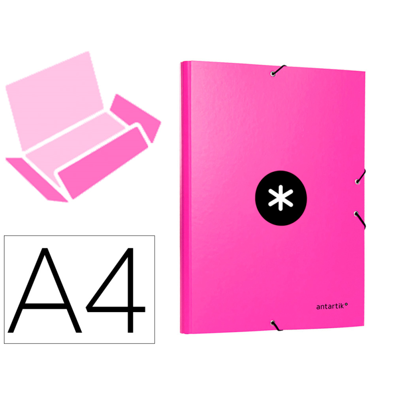 Carpeta antartik gomas tres solapas carton forrado a4 color rosa