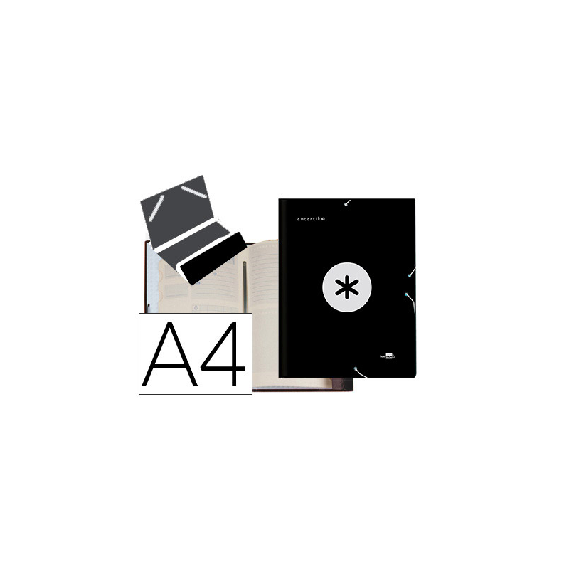 Carpeta antartik clasificadora a4 12 departamentos gomas carton forrado color negro
