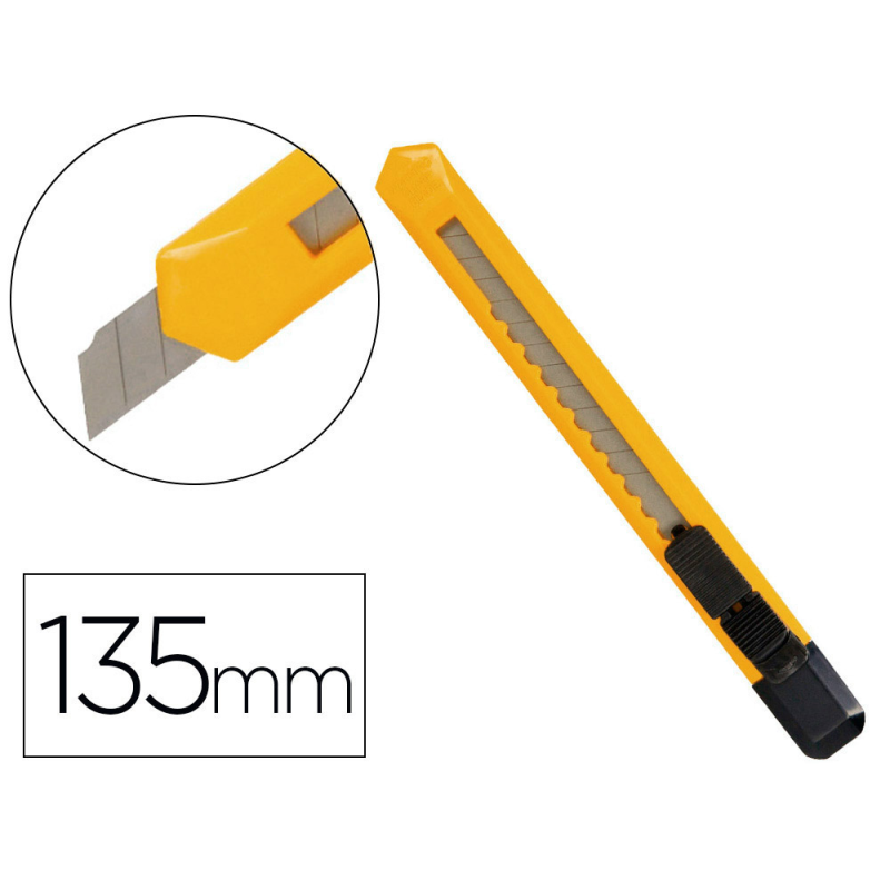 Cuter q-connect plastico estrecho cuchilla 9 mm xd-04 con clip blister 1 unidad