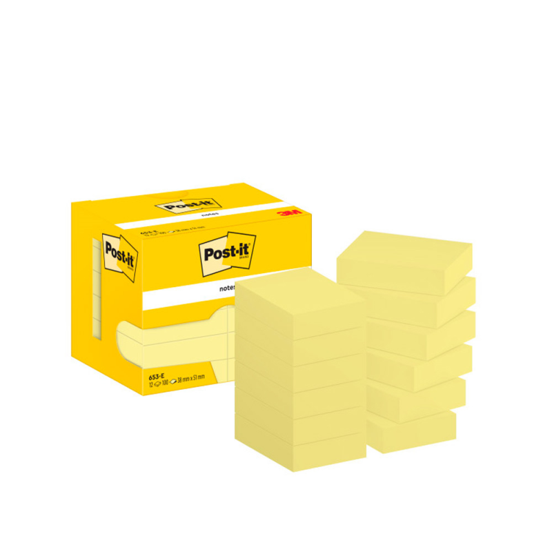 Bloc de notas adhesivas quita y pon post-it 38x51 mm con 100 hojas 653e