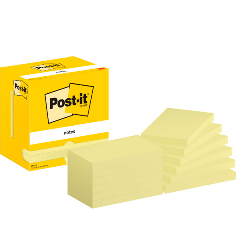 Bloc de notas adhesivas quita y pon post-it 76x127 mm con 100 hojas 655