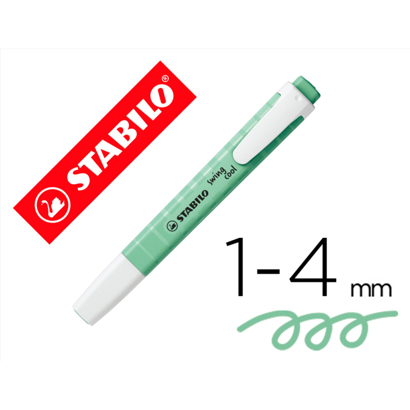 Rotulador stabilo fluorescente swing cool pastel verde menta