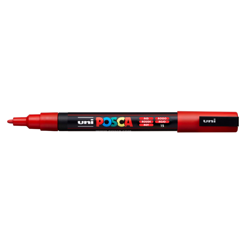 Rotulador uni posca pc-3m marcador de pintura punta conica 0,9-1,3 mm rojo