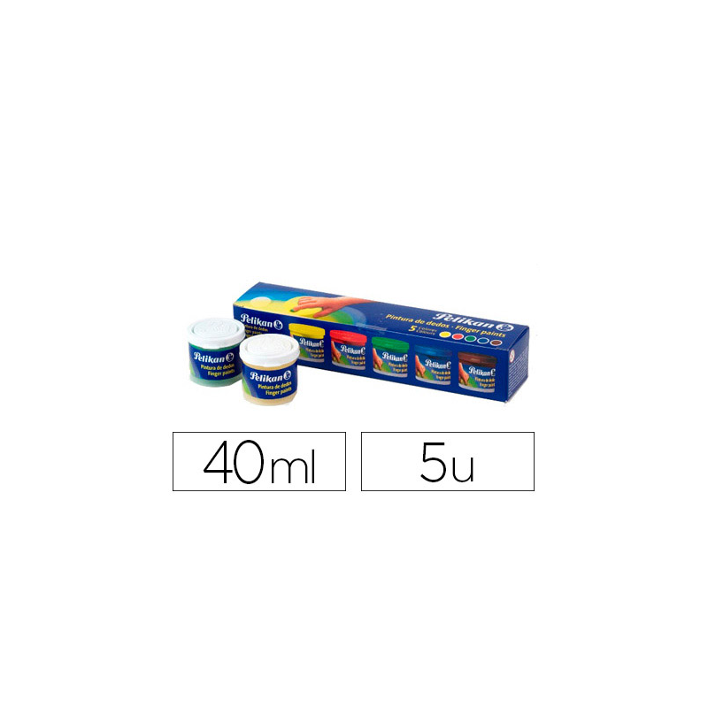 Pintura a dedos pelikan 40 ml cd/40s caja de 5 colores surtidos