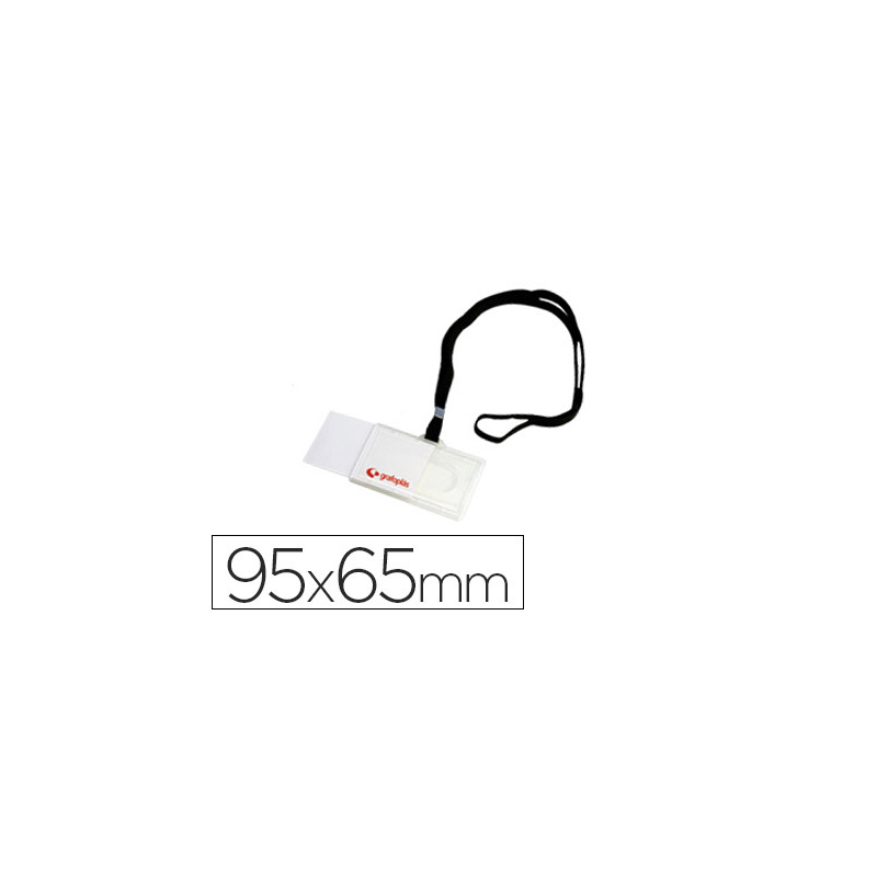 Identificador con cordon plano negro grafoplas 65x95 mm con apertura lateral