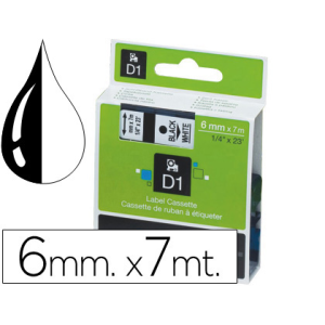 Cinta dymo negro-blanco 6mm...