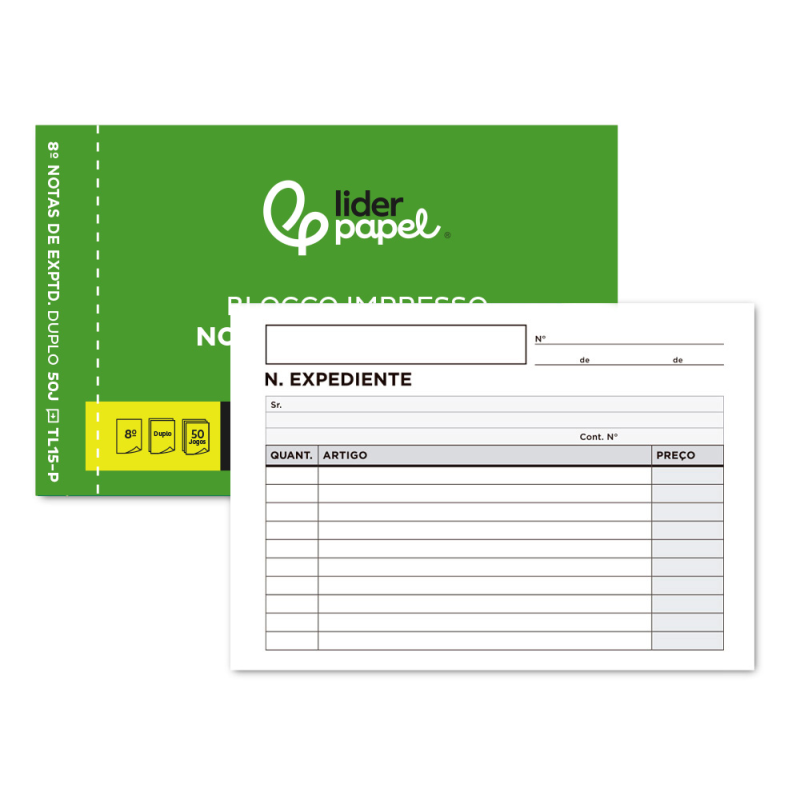 Talonario liderpapel notas de expediente octavo duplo texto en portugues
