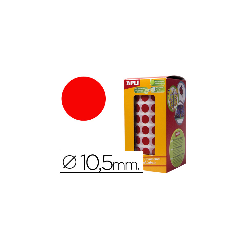 Gomets autoadhesivos circulares 10,5 mm rojo rollo de 5192 unidades