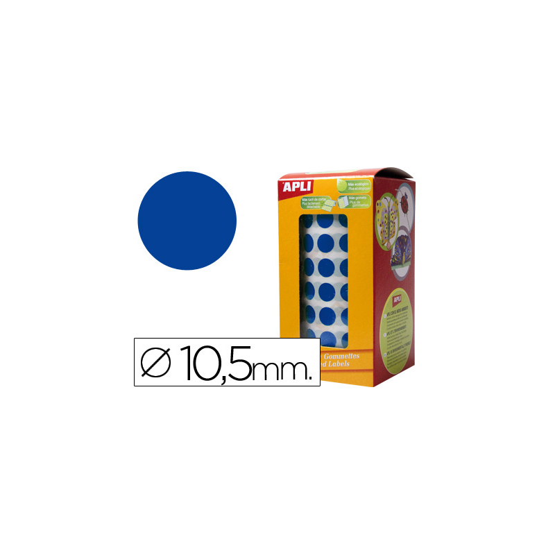 Gomets autoadhesivos circulares 10,5mm azul rollo de 5192 unidades
