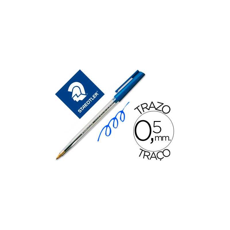 Boligrafo staedtler stick azul con capuchon