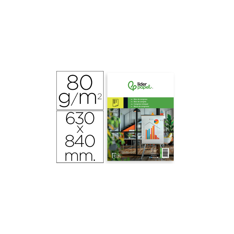Bloc congreso liderpapel liso 630x840 mm 25+5 hojas 80g/m2