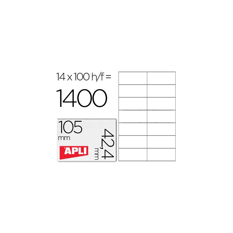 Etiqueta adhesiva apli 1277 tamaño 105x42.4 mm -fotocopiadora -laser e inkjet-caja con 1400 etiquetas