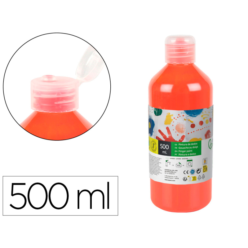 Pintura dedos liderpapel botella de 500 ml rojo